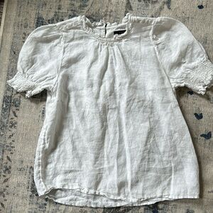 J CREW white linen short sleeve top SIZE S